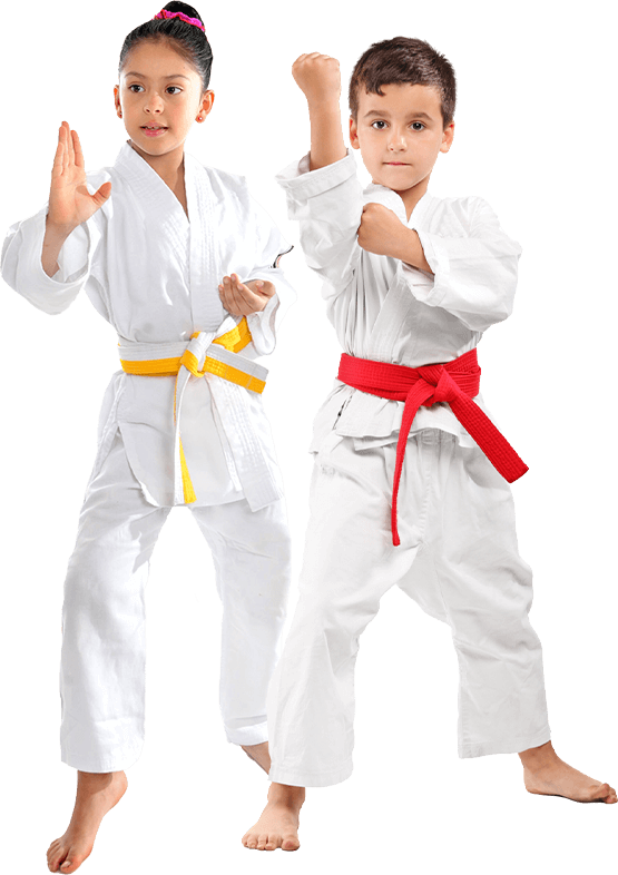 Happy Yellow Belt Girl and Focused Boy Banner