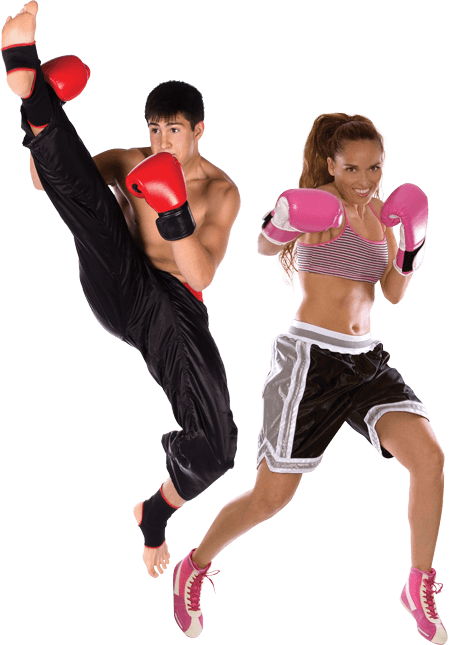 Kickboxing man and woman