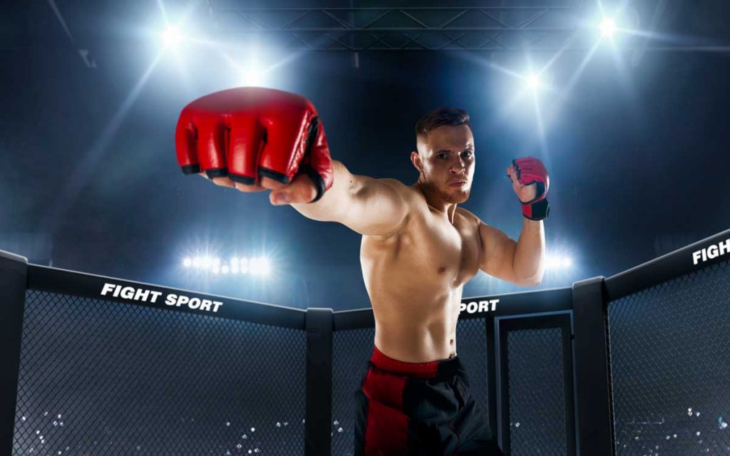 MMA puncher in cage